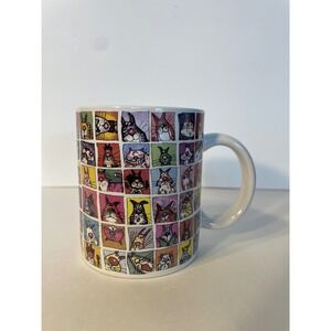2000 Kevin Whitlark On A Lark Novelty Coffee Mug Whimsical Cat Faces Ceramic Cup